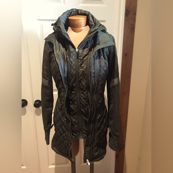 Athleta Jackets & Blazers - Athleta Puffer Long Jacket Olive Green sz XS